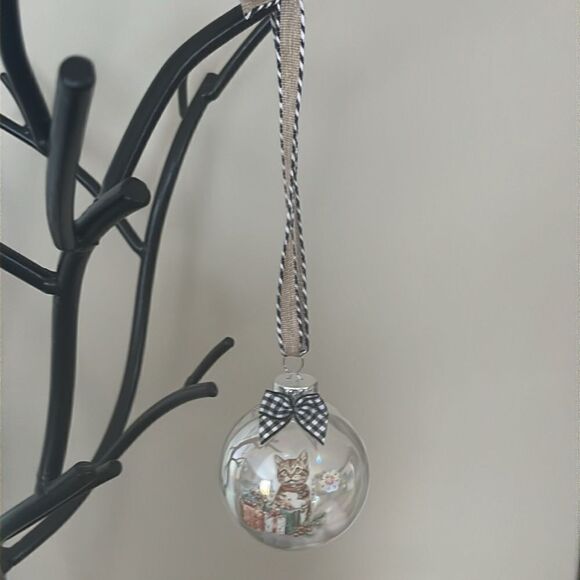 Upcycled Clear Glass Ornaments 3 Different Decor Christmas Balls Dog Cat Candy - Picture 6 of 14